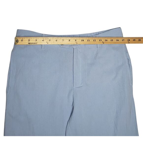 Soft Blue Linen Blend Pants Sz L Relaxed Straight Leg Breezy Cootagecore - Picture 2 of 14